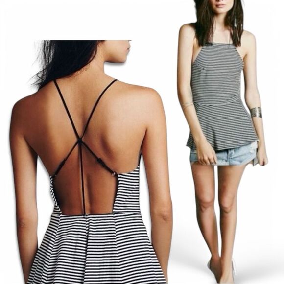 Free People We The Free Tabby Cat Fit & Flare Peplum Top - Picture 2 of 16